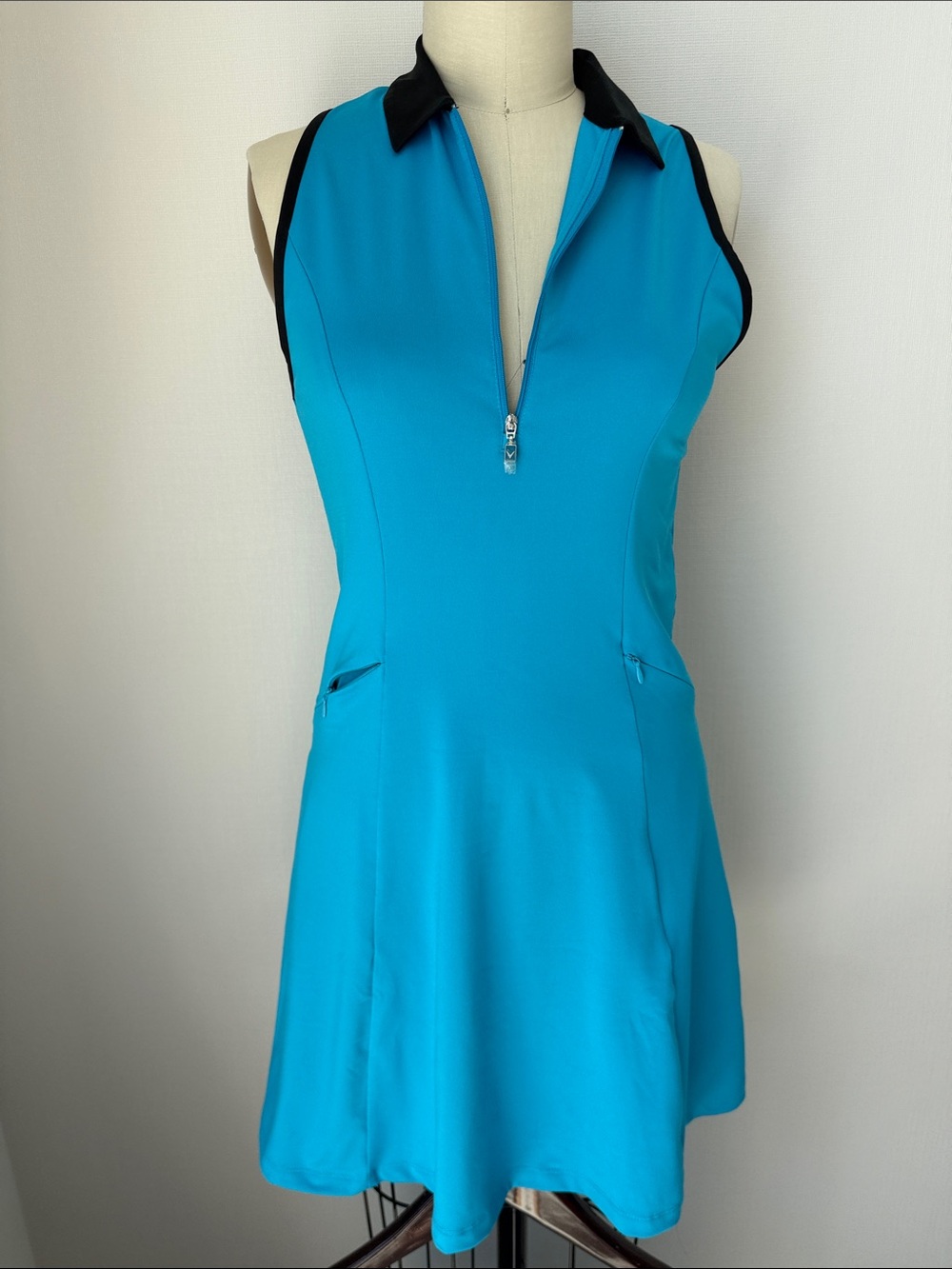 Callaway Turquoise Sleeveless Zip Tennis 🎾,Golf Polo Dress Black Trim size S-P - Picture 8 of 16